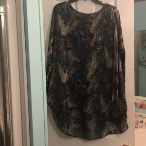 Peacock print dressy top